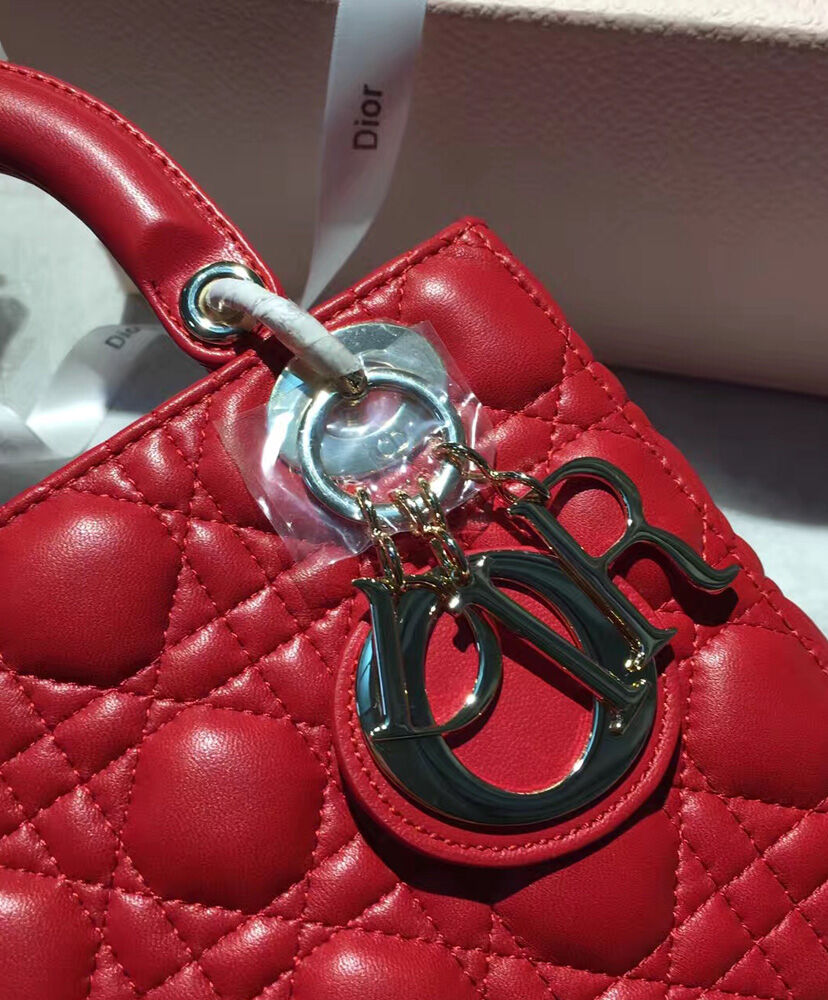 Christian Dior Lady Dior Lucky Badges Bag Red